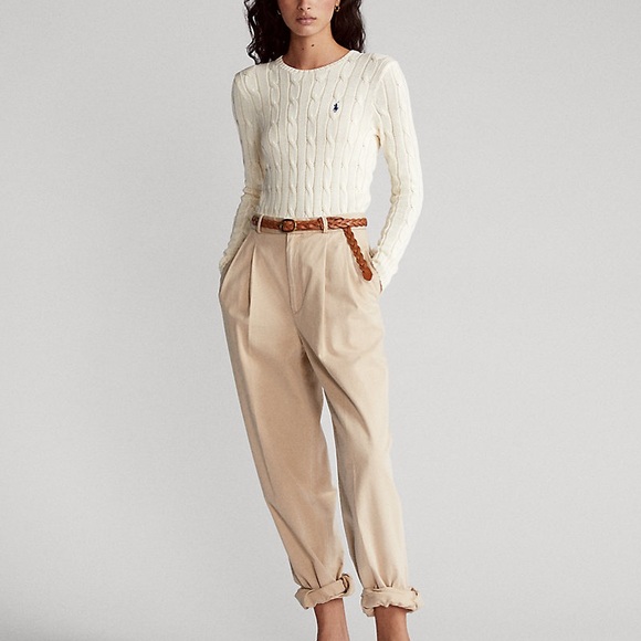 Polo Ralph Lauren Cream Cable Knit Sweater Women’s Classic Crewneck cotton - Picture 6 of 13
